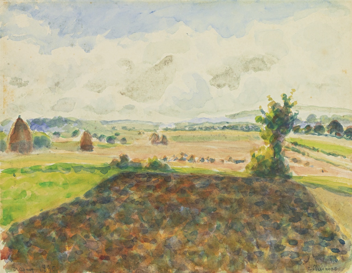 PAYSAGE À ERAGNY, TEMPS CLAIR by Camille Pissarro