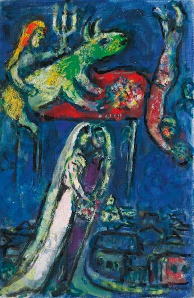 Les Mariés À L'ne Vert by Marc Chagall