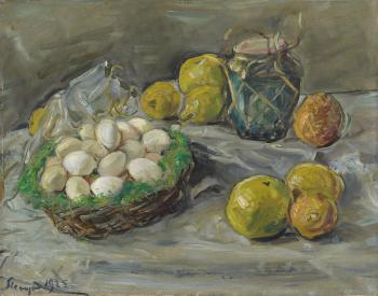 Stilleben mit Eiern und Zitrusfrüchten by Max Slevogt