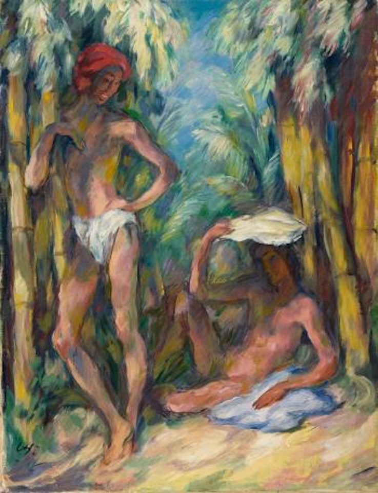 Indisches Paar unter Bäumen by Karl Hofer