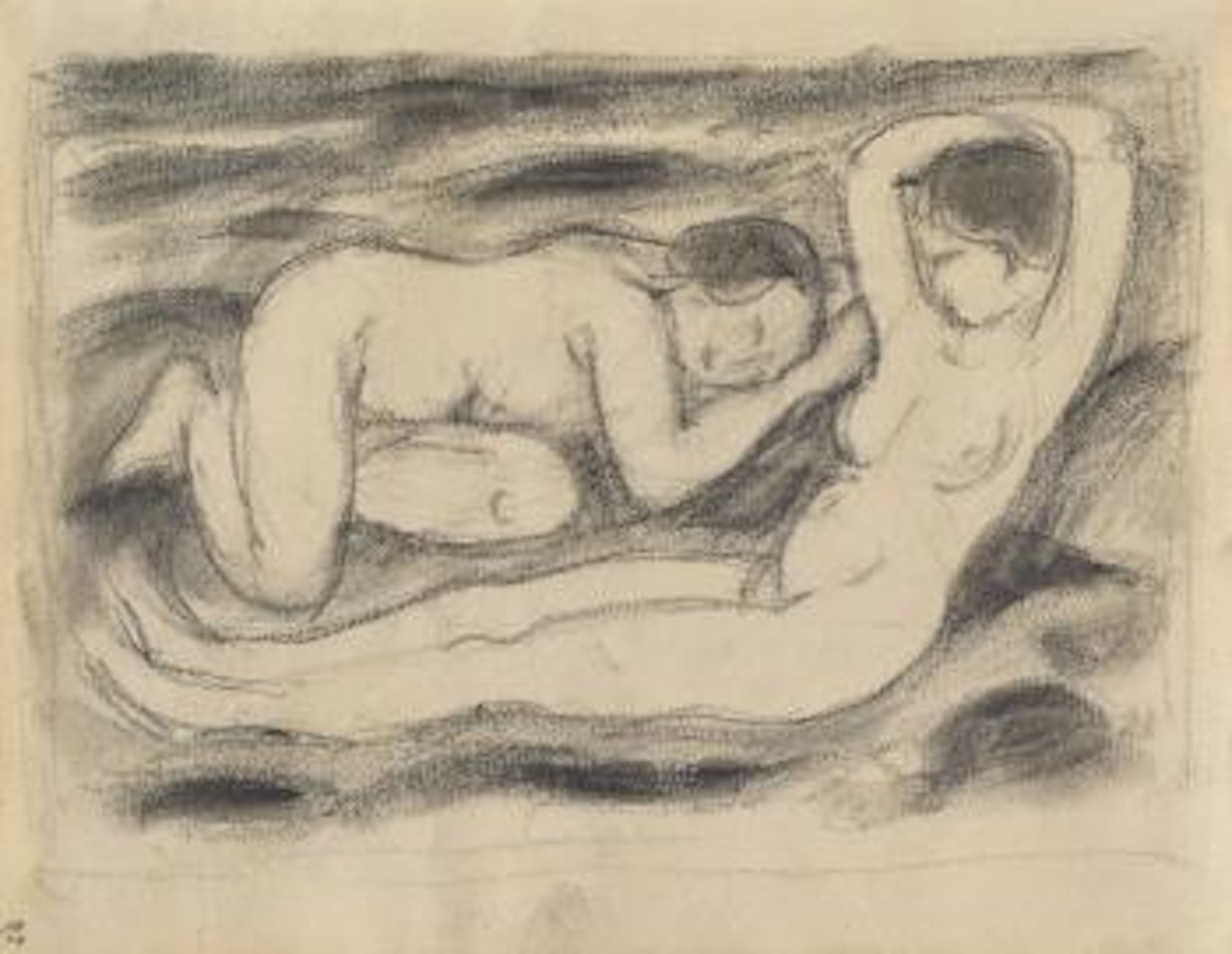 Zwei liegende weibliche Akte by Franz Marc