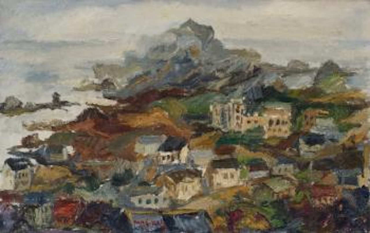 Bretonische Küstenlandschaft mit Dorf by Emmanuel Mané-Katz