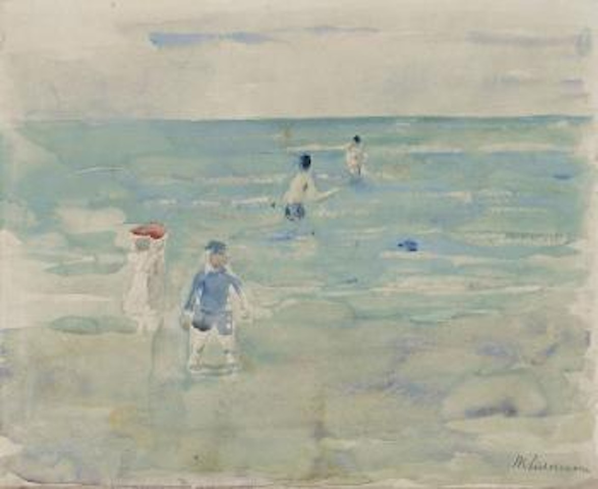 Badende Kinder im Meer by Max Liebermann