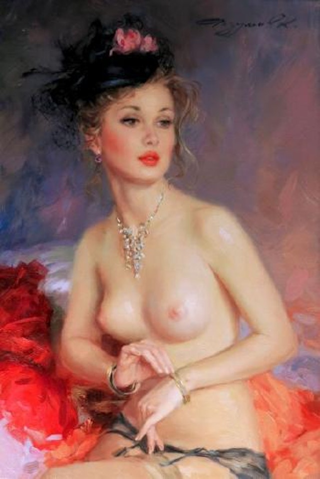 Nu au chapeau fleuri by Constantin Razoumov