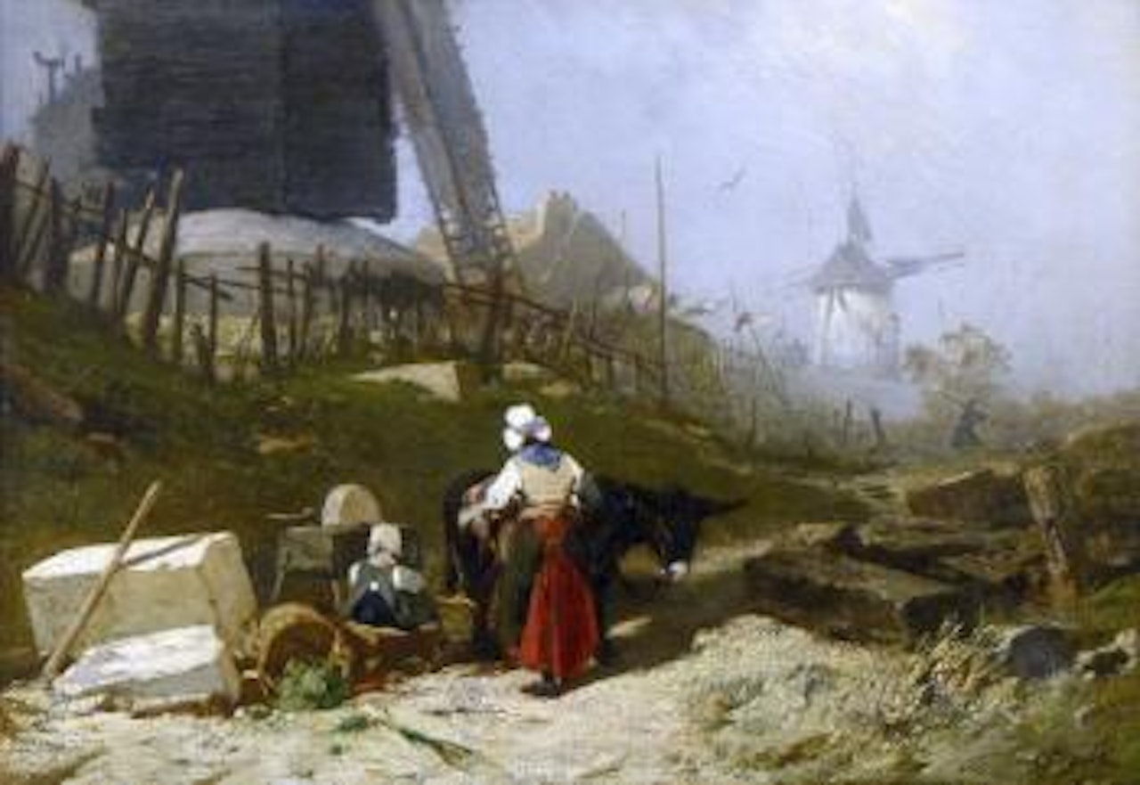 Les moulins à Montmartre après l'effondrement de la butte by Victor Pierre Huguet