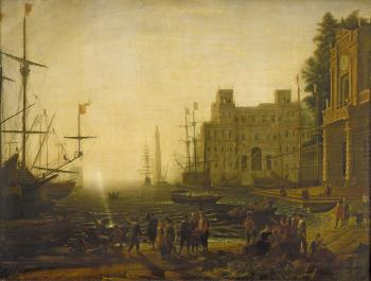 Hafenszene mit der Villa Medici by Claude Lorrain