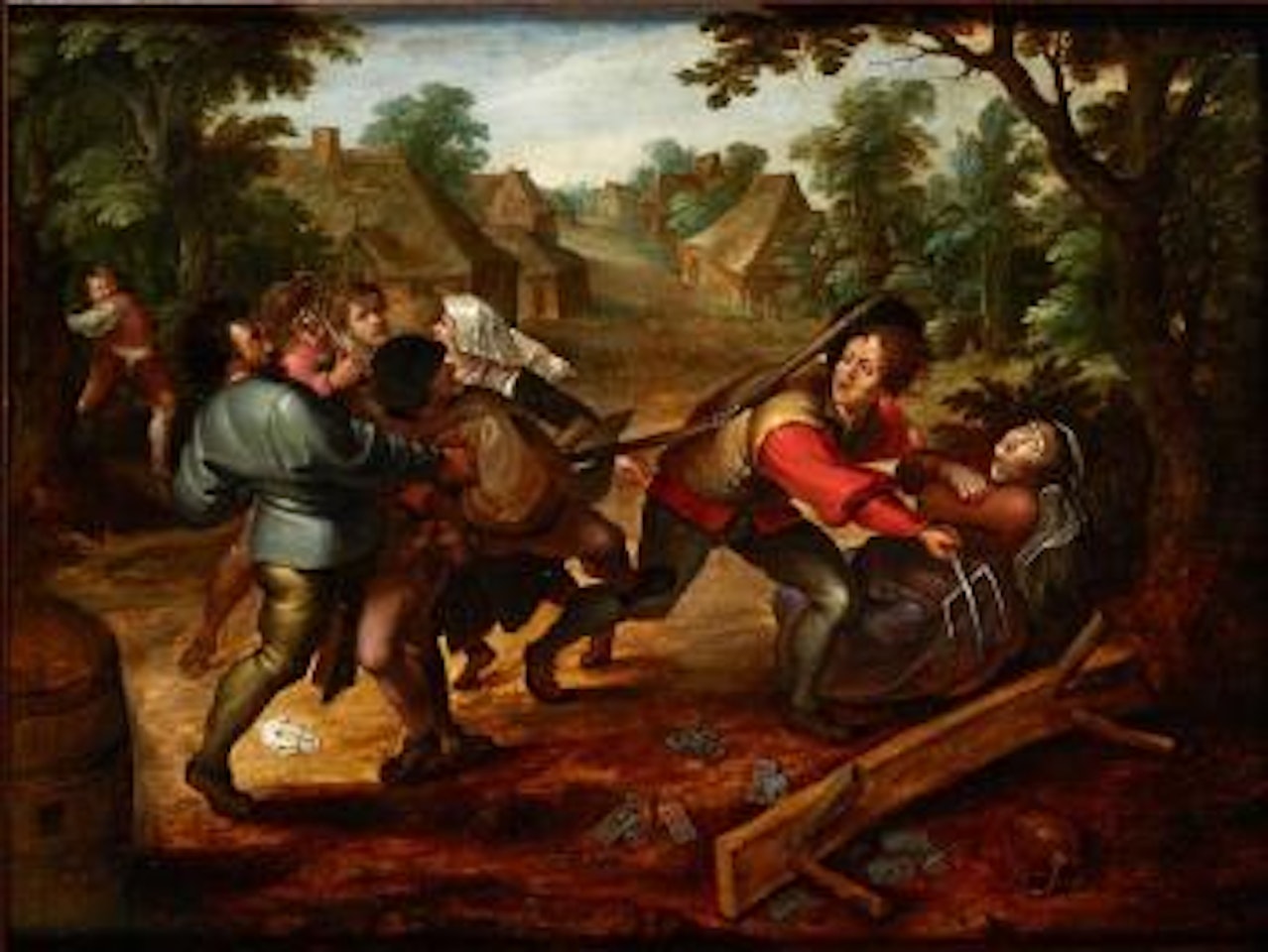Rixe de jeu entre paysans by Jan Brueghel by Abraham Govaerts