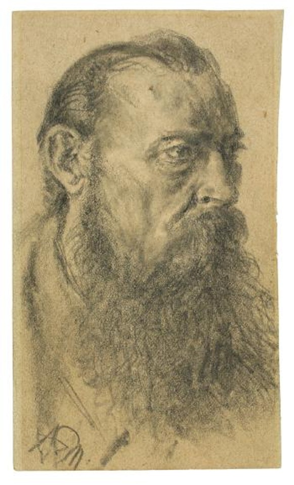 Kopf Eines Bärtigen Mannes by Adolph Menzel