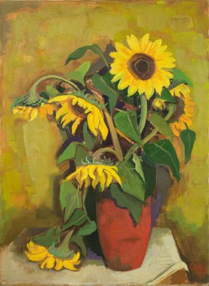 Sonnenblumen In Einer Vase by Karl Hofer