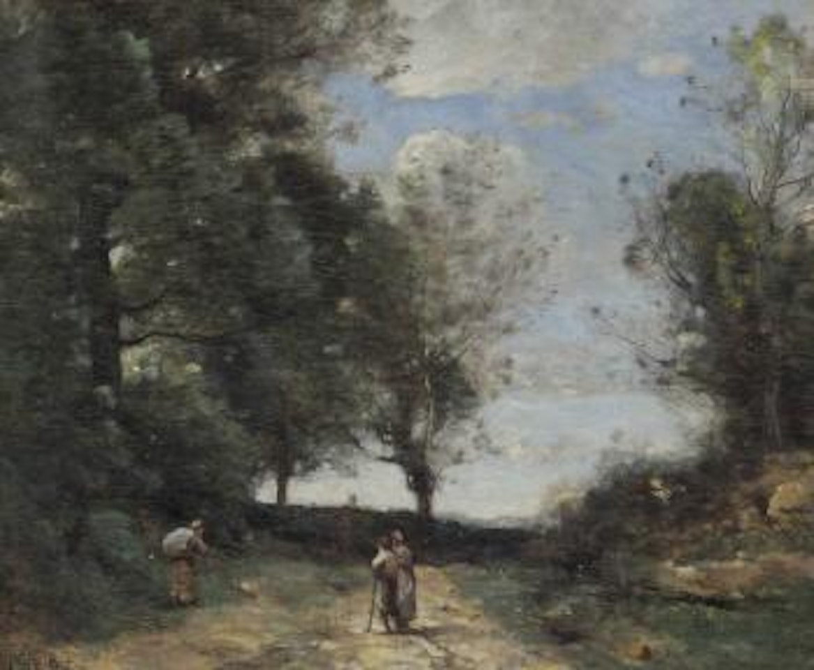 Paysage aux trois personnages by Jean Baptiste Camille Corot