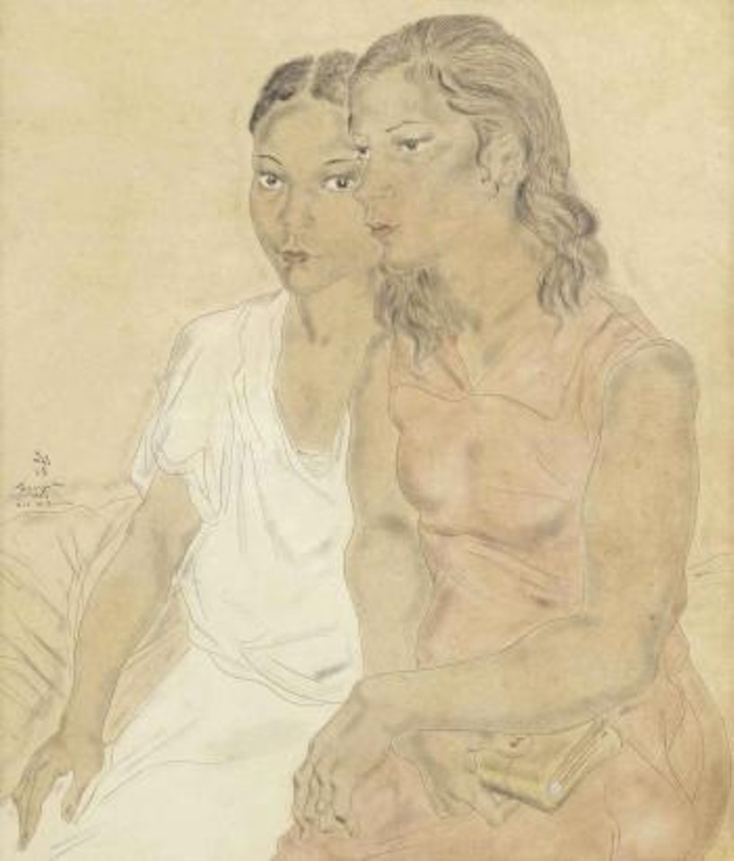 La robe blanche et la robe rose ou Deux brésiliennes by Leonard Tsuguharu Foujita