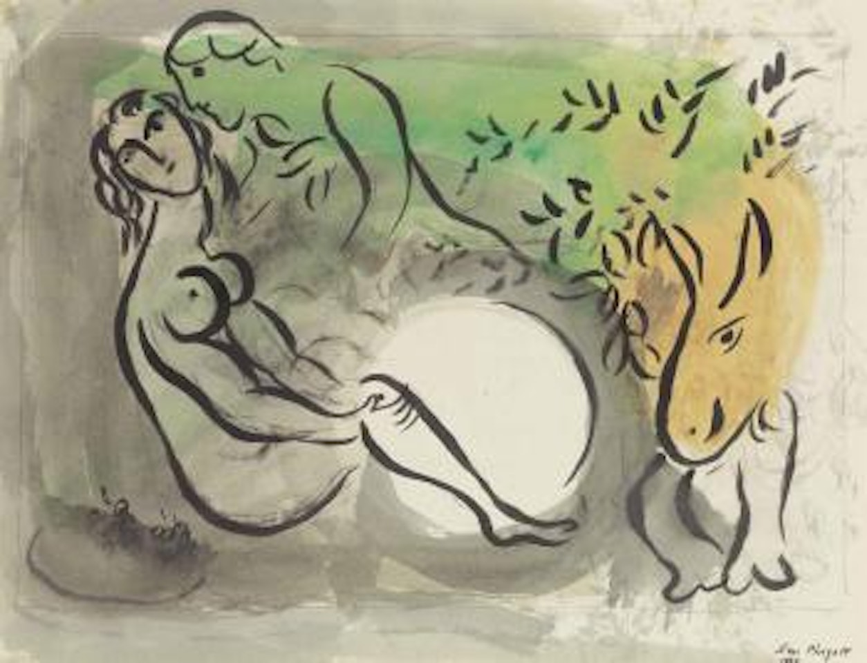 Les amoureux le soir by Marc Chagall