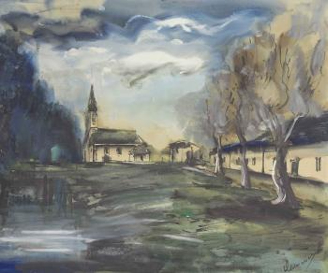 Village avec église by Maurice de Vlaminck