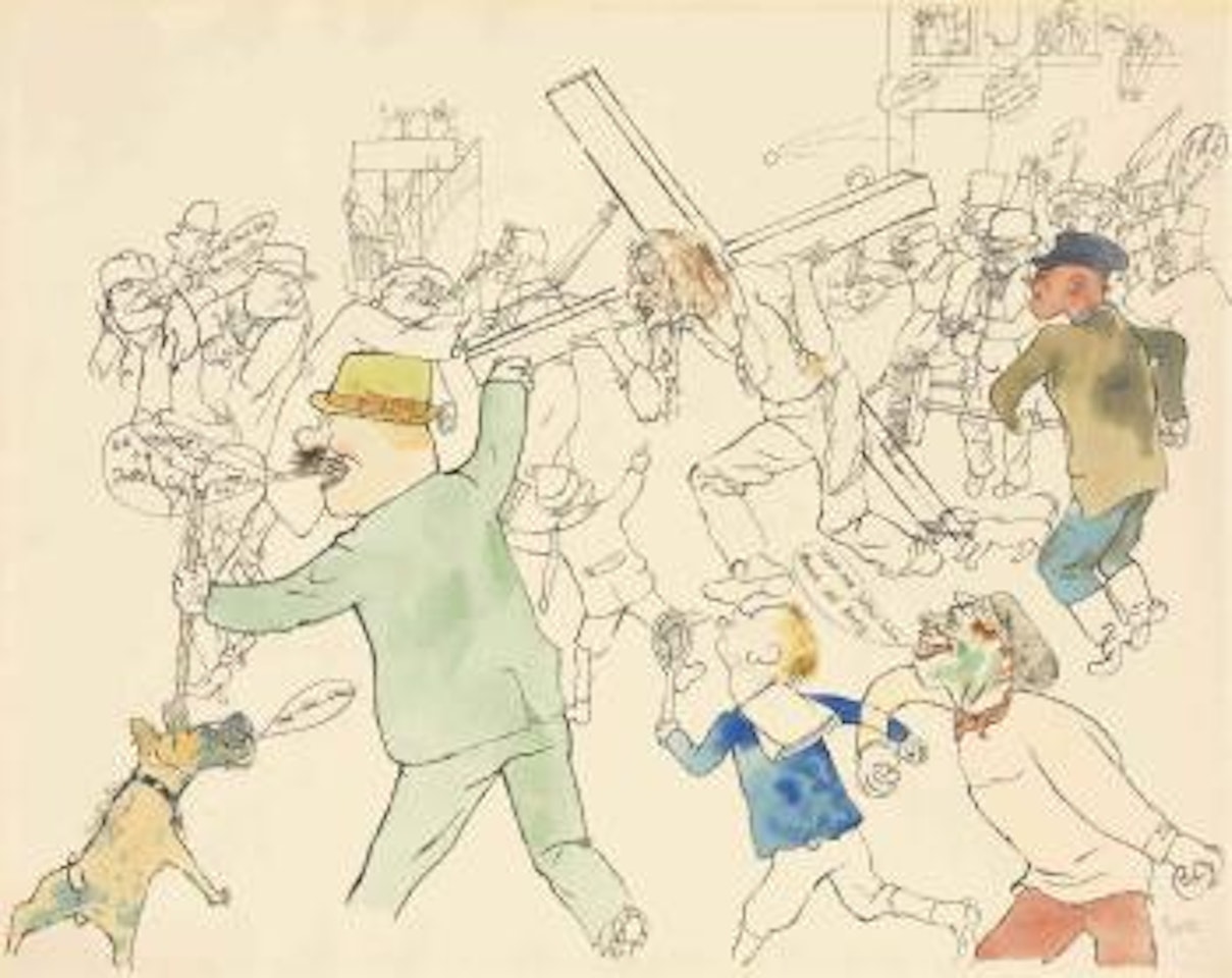 Kreuzztragung (recto); Erotische Studie Zweier Mädchen (verso) by George Grosz