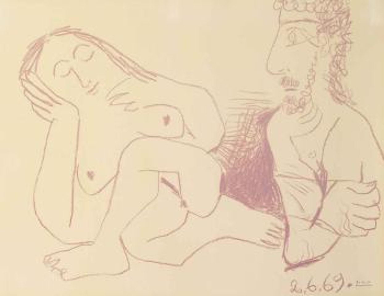 Buste d'homme et femme nus by Pablo Picasso