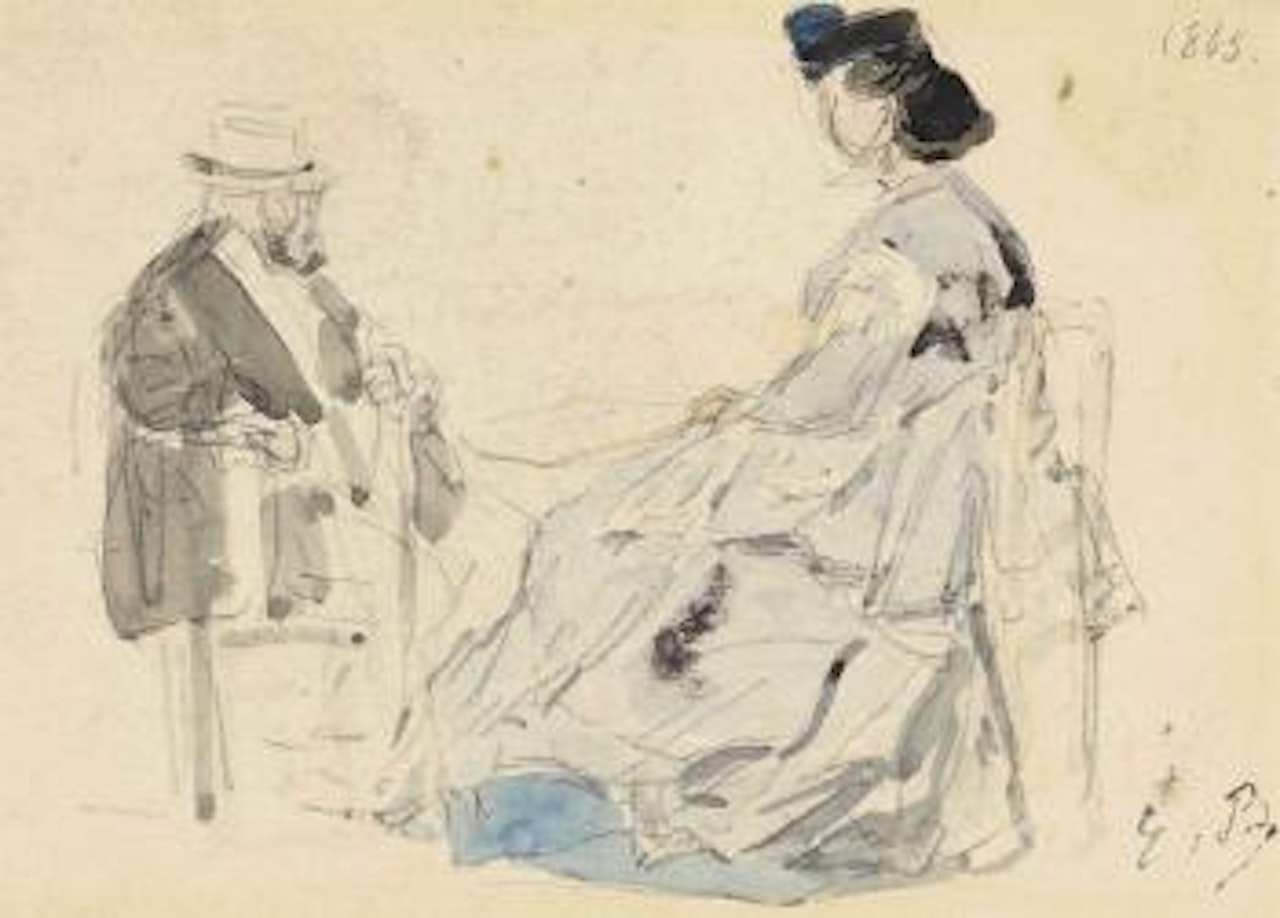 Etude pour Crinoline et personnage assis by Eugène Boudin