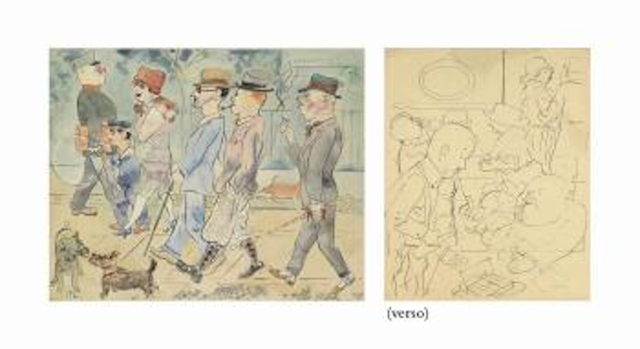 Promenade, Berlin (recto); Caféhausszene (verso) by George Grosz