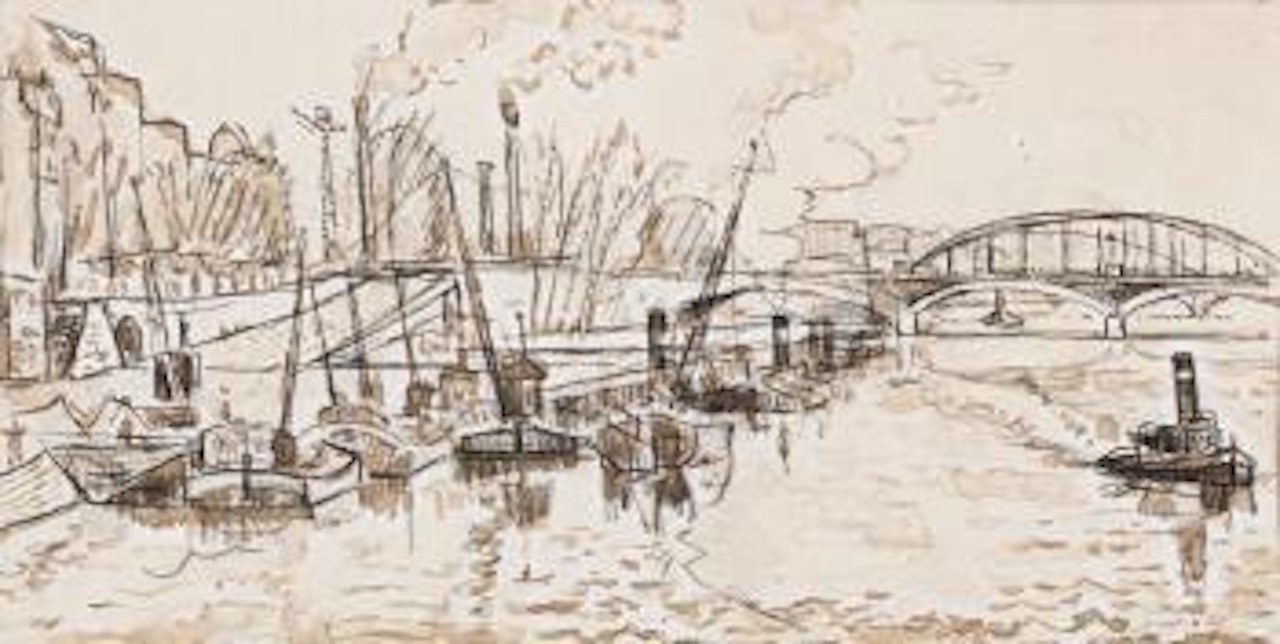 Péniches sur la Seine by Paul Signac