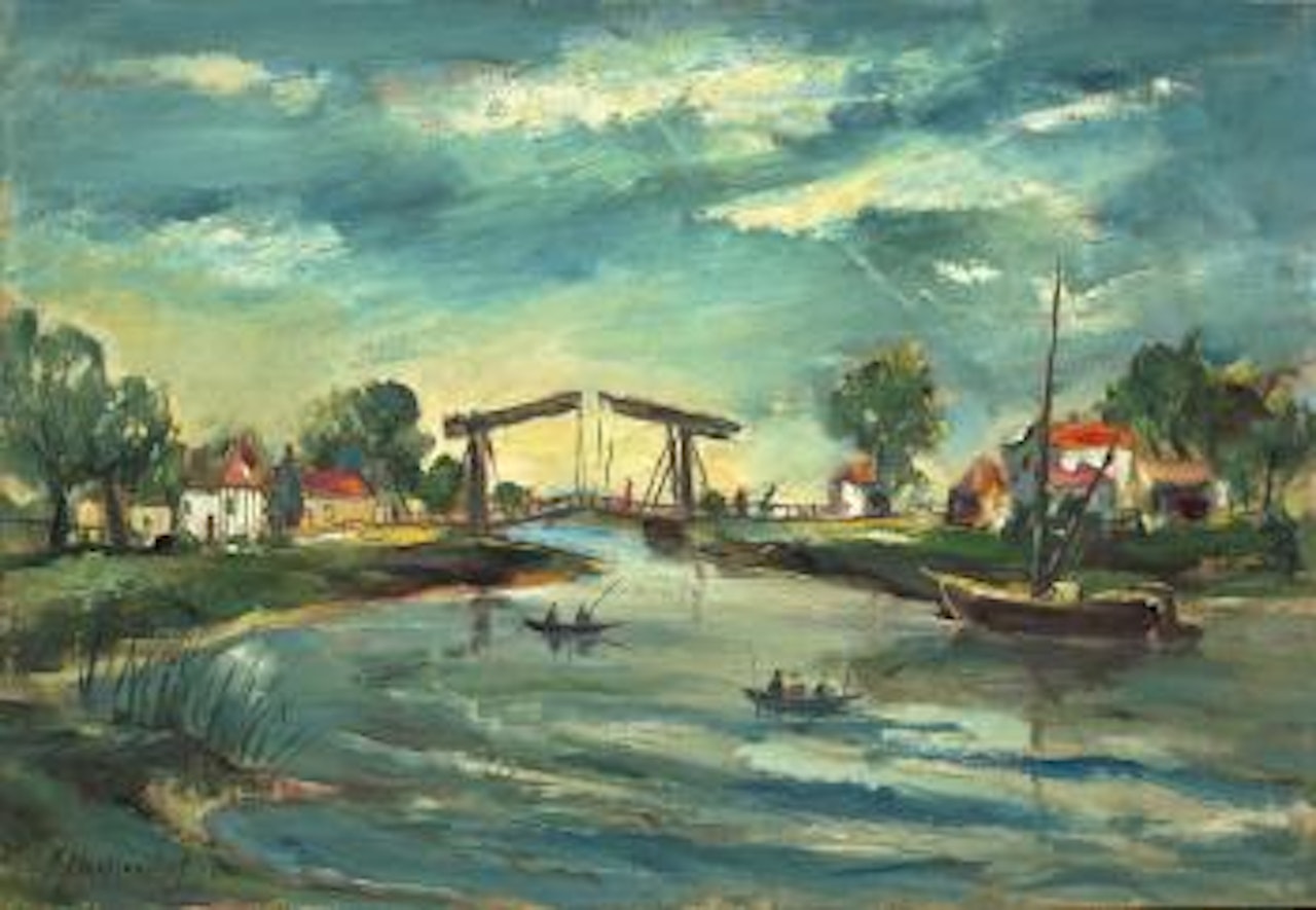 Landschaft Mit Zugbrücke by Franz Heckendorf