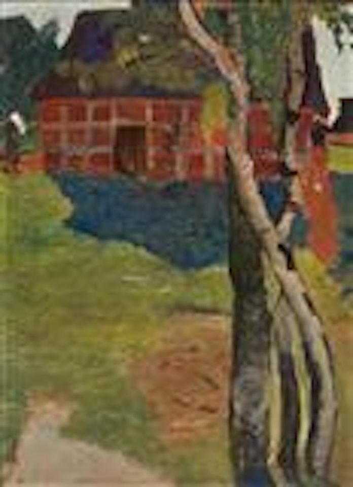 Birch trunks before a barn by Paula Modersohn-Becker