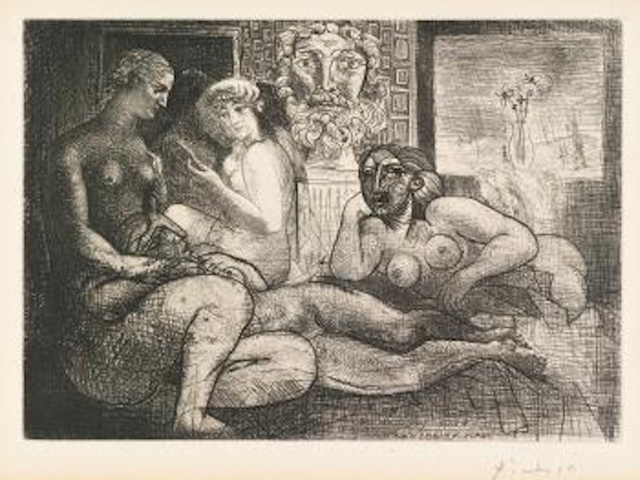 Quatre Femmes Nues Et Tete Sculptee (Bloch 219; Baer 424) by Pablo Picasso
