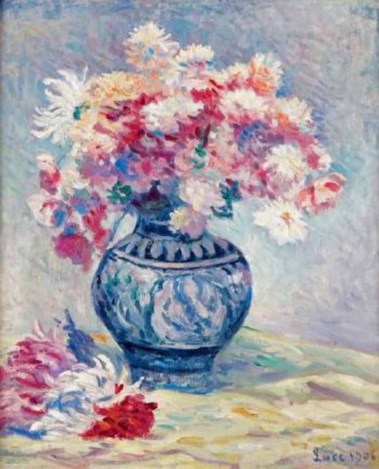 Vase de dahlias by Maximilien Luce