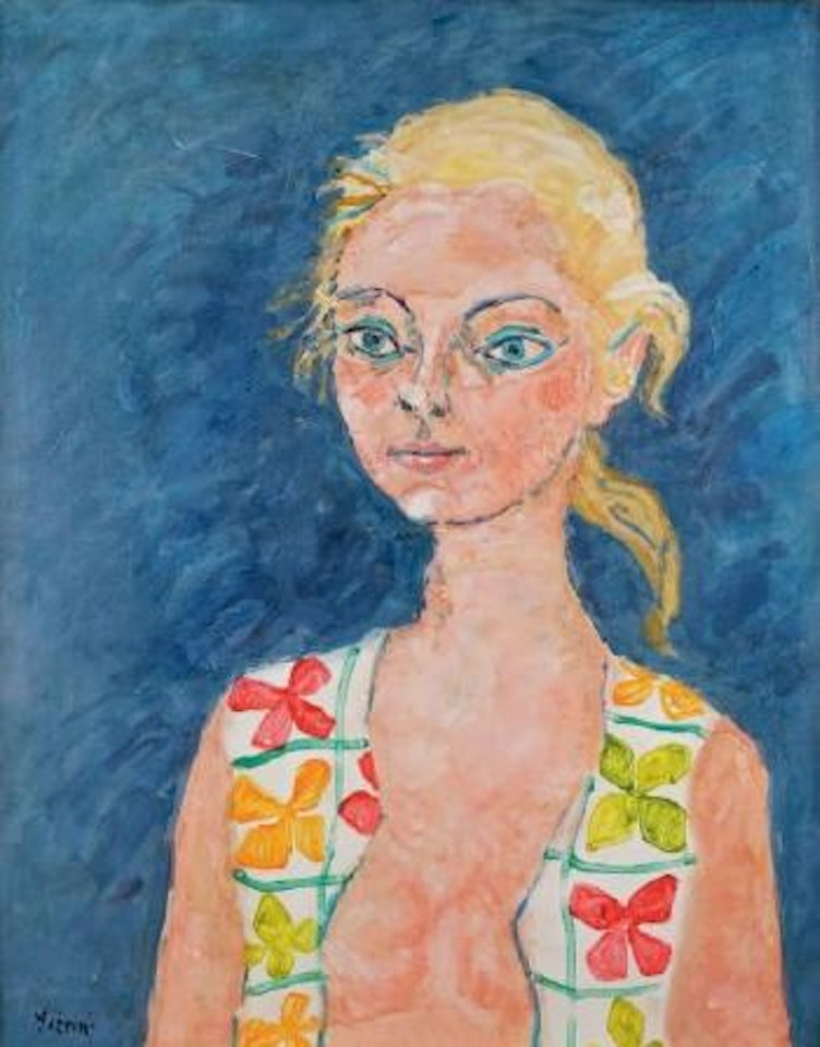 Portrait de jeune femme au corsage imprimé by Paul Aizpiri