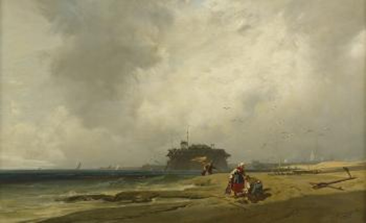 Fischerpaar an der holländischen Küste by Charles Hoguet
