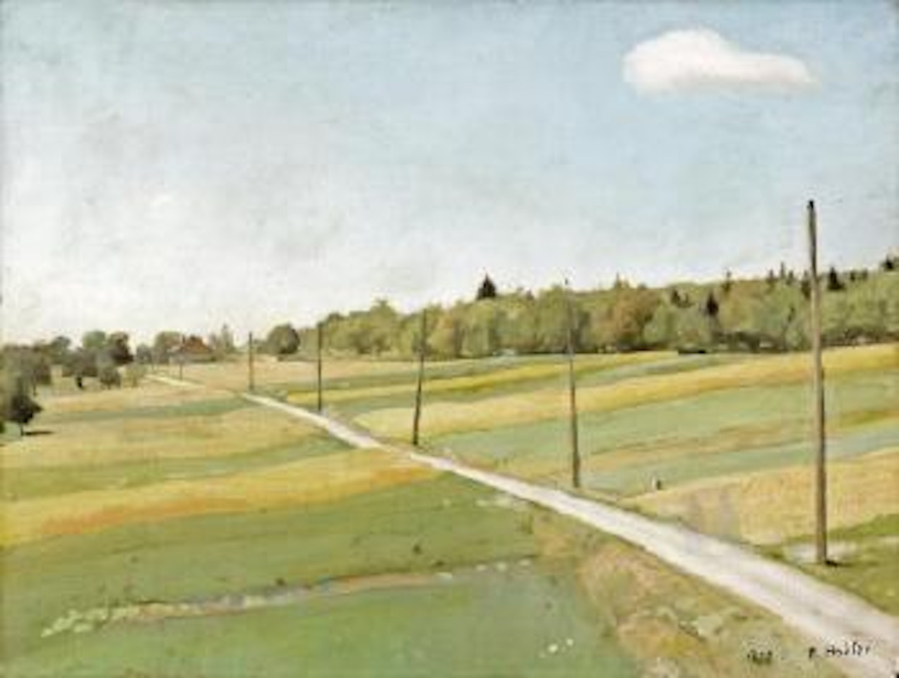 Feldweg mit Telegrafenmasten by Ferdinand Hodler