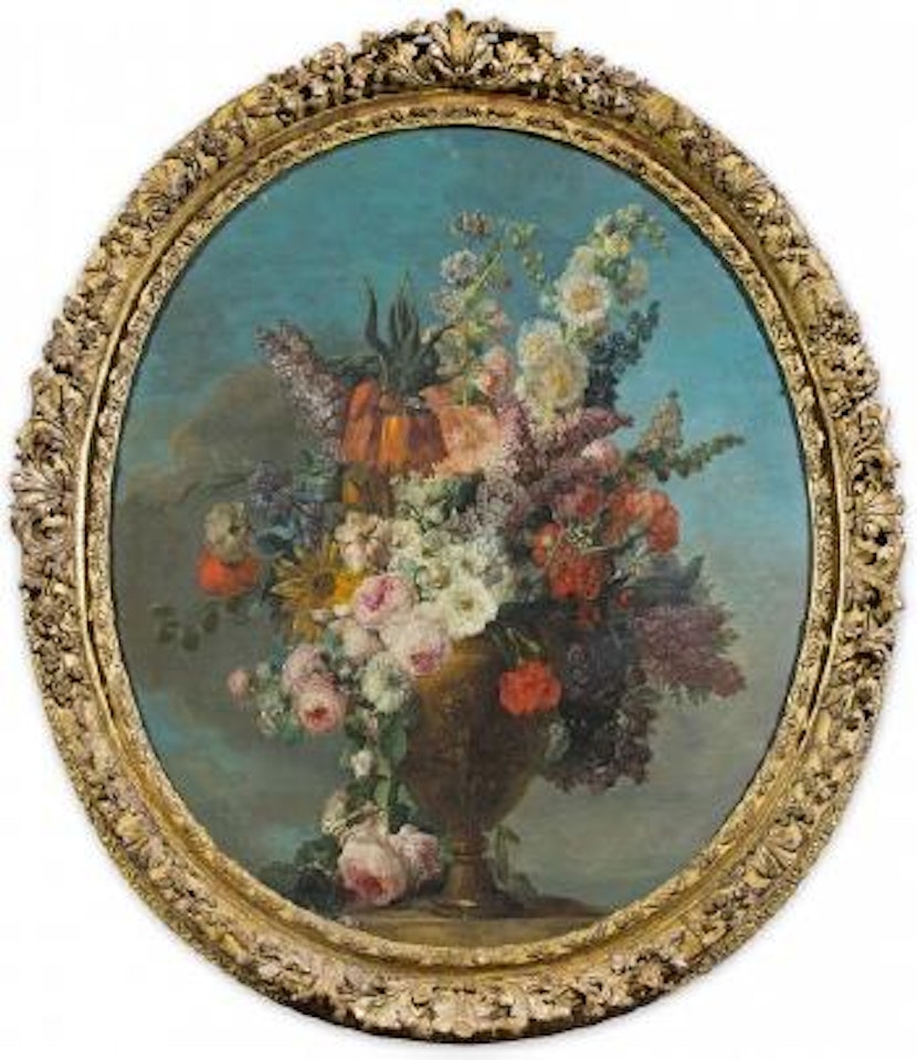 Fleurs dans un vase en bronze doré by French School