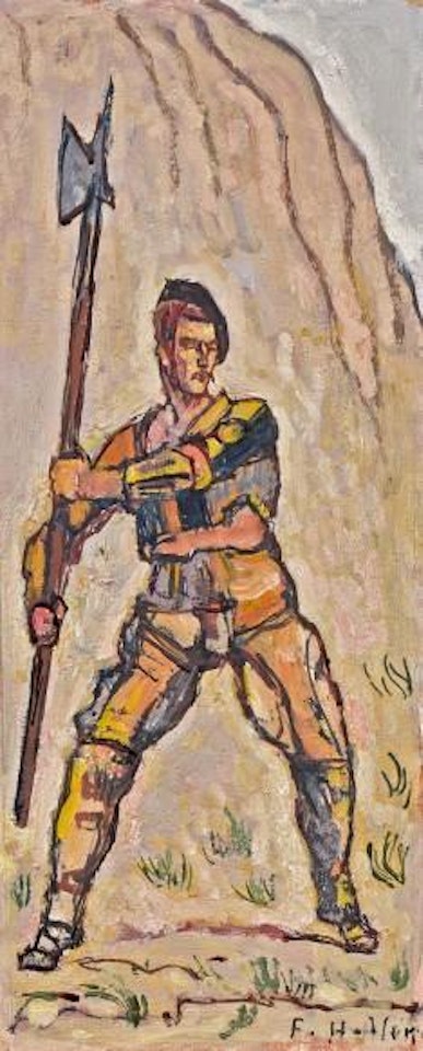 Krieger mit Hellebarde aus Der Rückzug von Marignano by Ferdinand Hodler