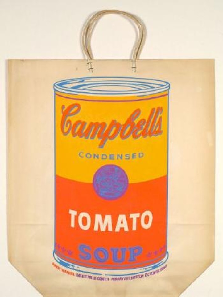 Campbell's soup can on shopping bag by Andy Warhol