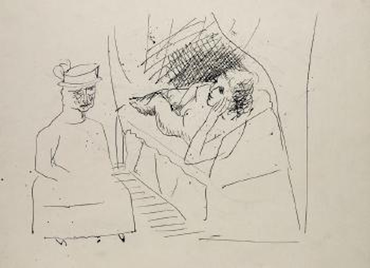 Dame mit Hut vor liegendem Akt by A.R. Penck
