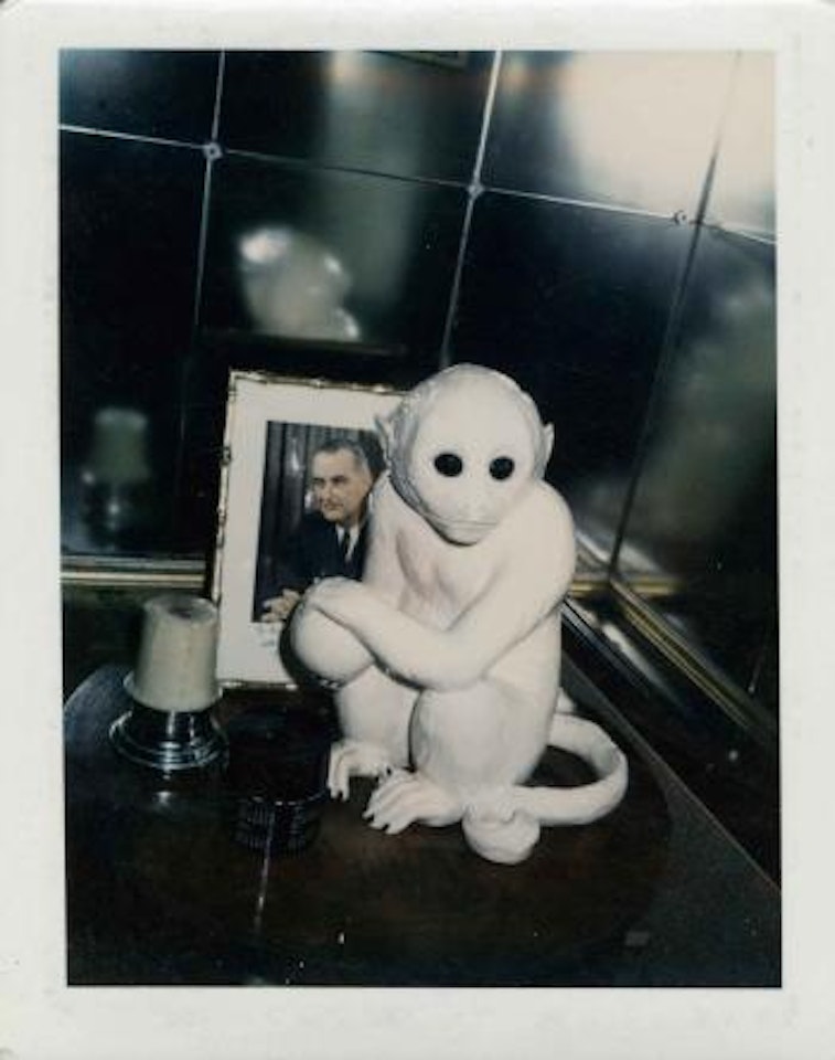 Plaster Monkey with Photo of Lyndon Johnson by Andy Warhol
