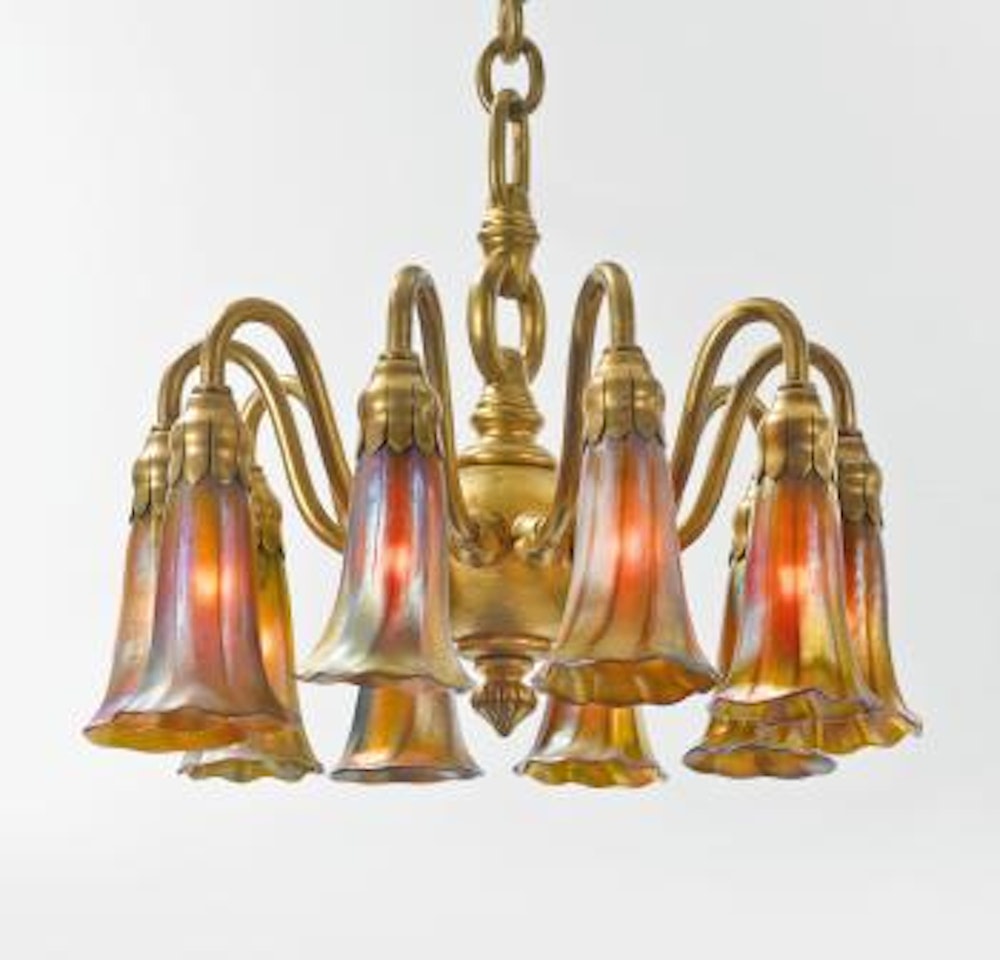 Ten-light 'Lily' Chandelier by Tiffany Studios