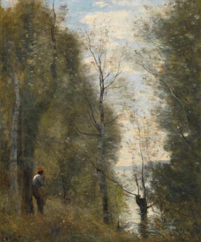 Prairies Inondées Vues A Travers La Feuillee by Jean Baptiste Camille Corot