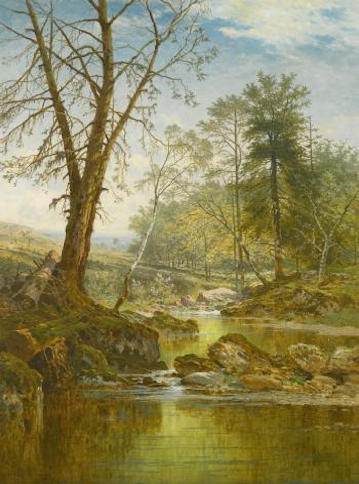 A Sunny Stream — Beardon, Dartmoor by Benjamin Williams Leader