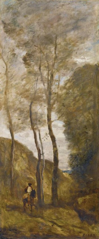 Cavalier Dans Une Gorge by Jean Baptiste Camille Corot