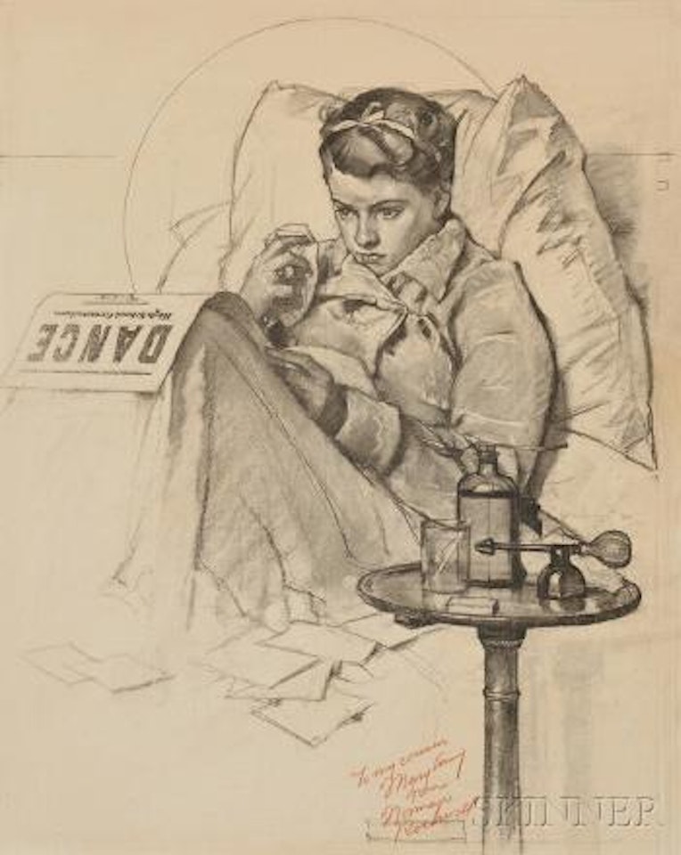 Study for Girl Sick in Bed by Norman Rockwell