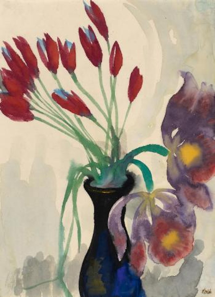 Flower Still Life with Tulips and Orchids by Emil Nolde