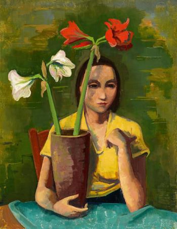 Girl with Amaryllis by Karl Hofer
