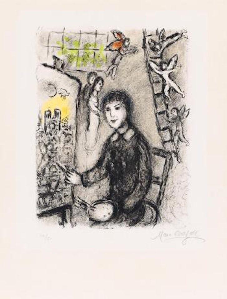 Le peintre devant le tableau by Marc Chagall