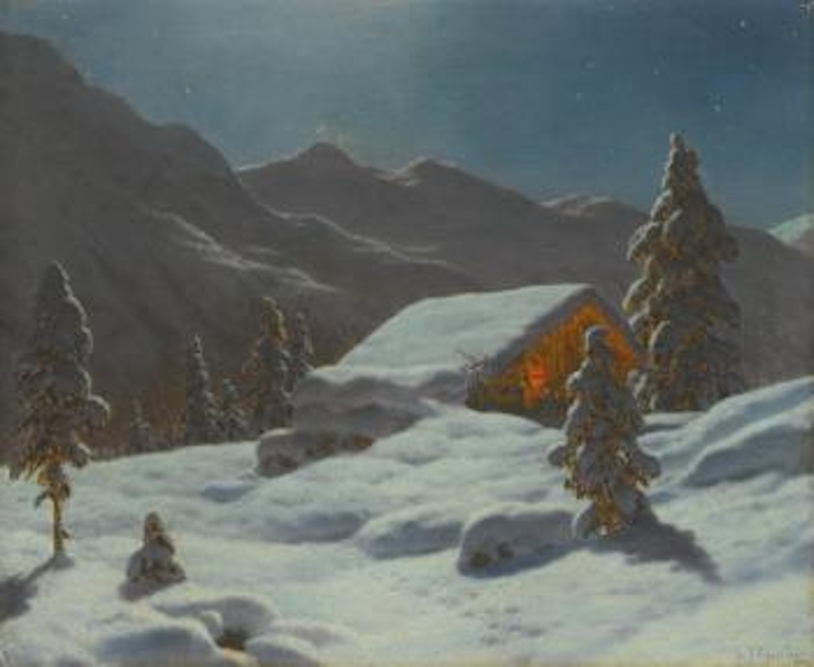 Moonlit winter landscape by Ivan Fedorovich Choultse