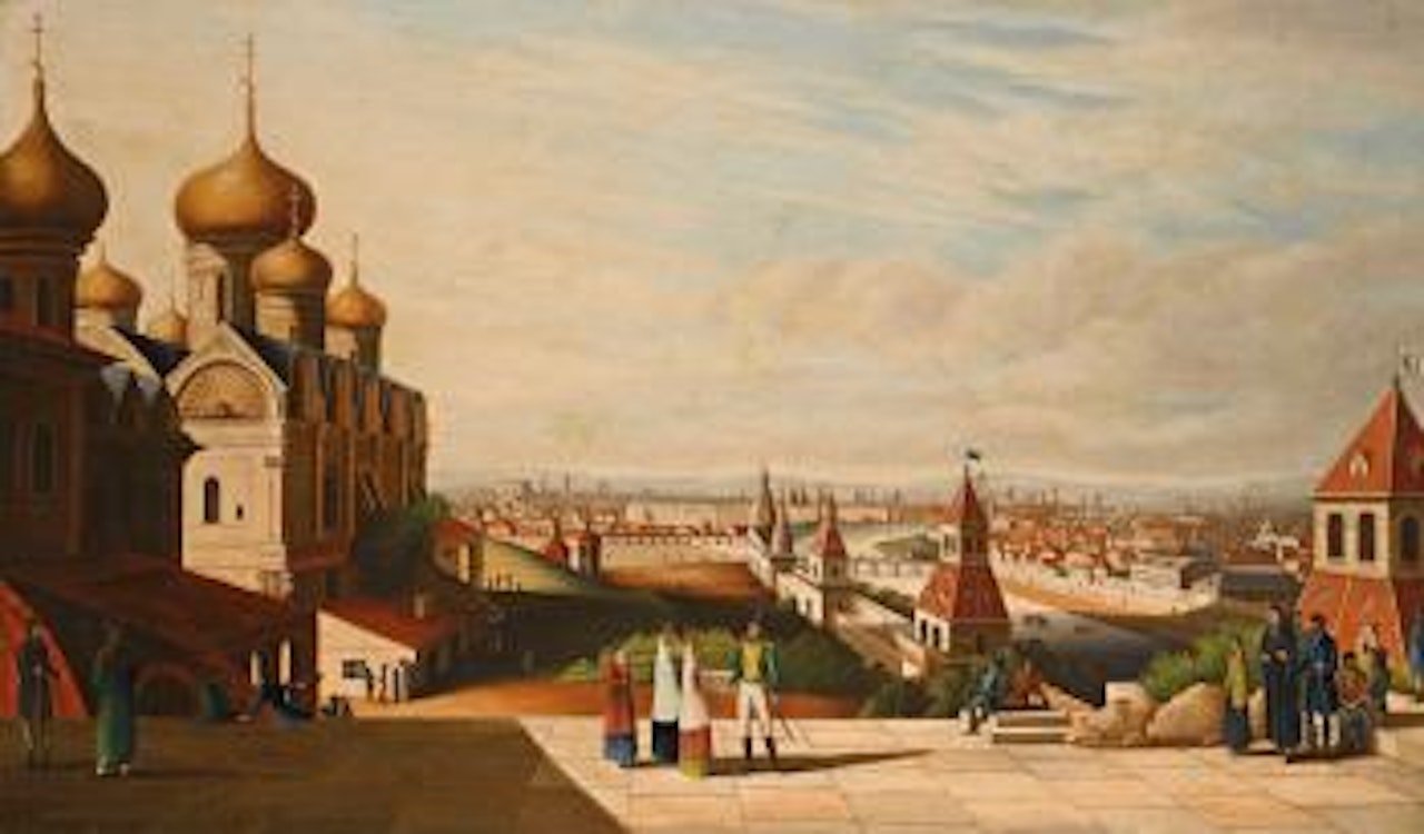 A Panoramic view of Moscow from the Kremlin by Continental School