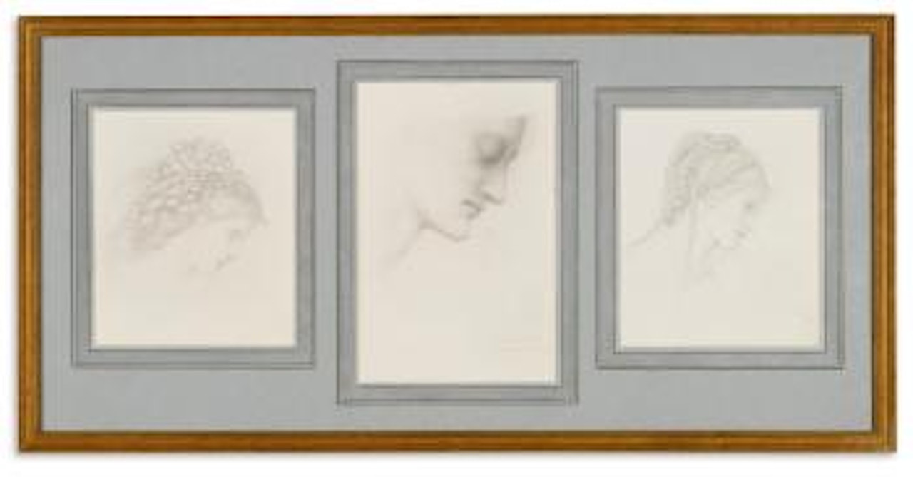 Three Studies For The Head of Fortune In The Wheel of Fortune by Edward Coley Burne-Jones