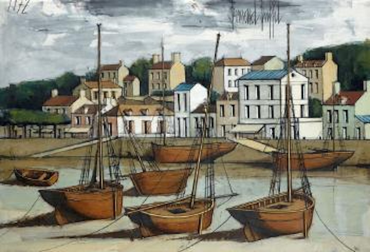 Pornic, bateaux de pêche à marée basse (Loire Atlantique) by Bernard Buffet