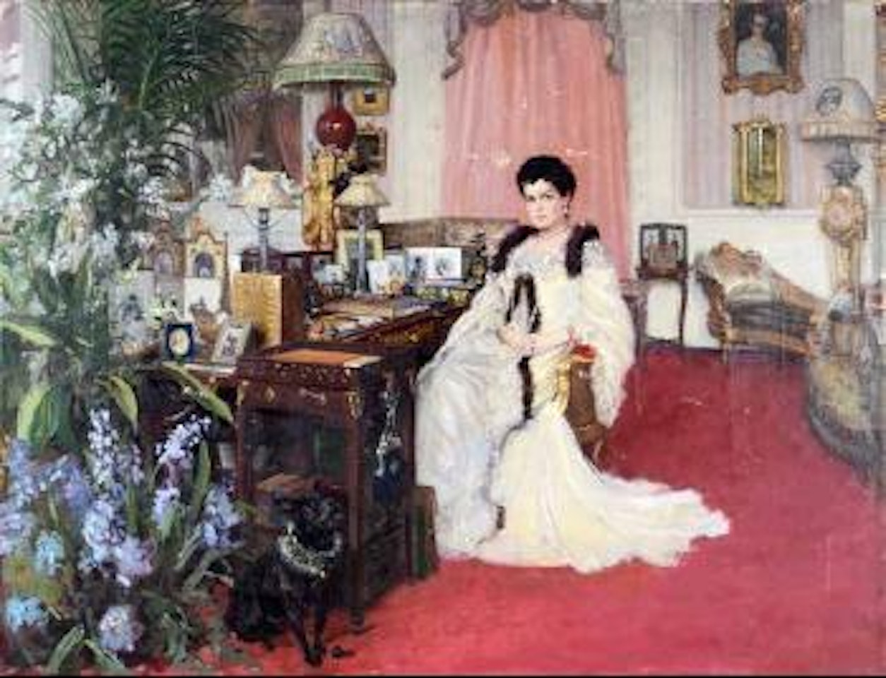 Portrait de la grande-duchesse Maria Pavlovna de Russie posant dans son salon au palais Wladimirovitch à Saint-Pétersbourg by Russian School