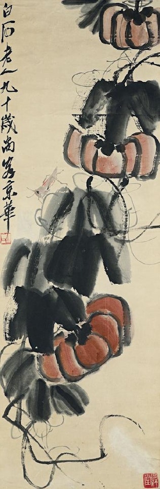 Three gourds and grasshopper by Qi Baishi