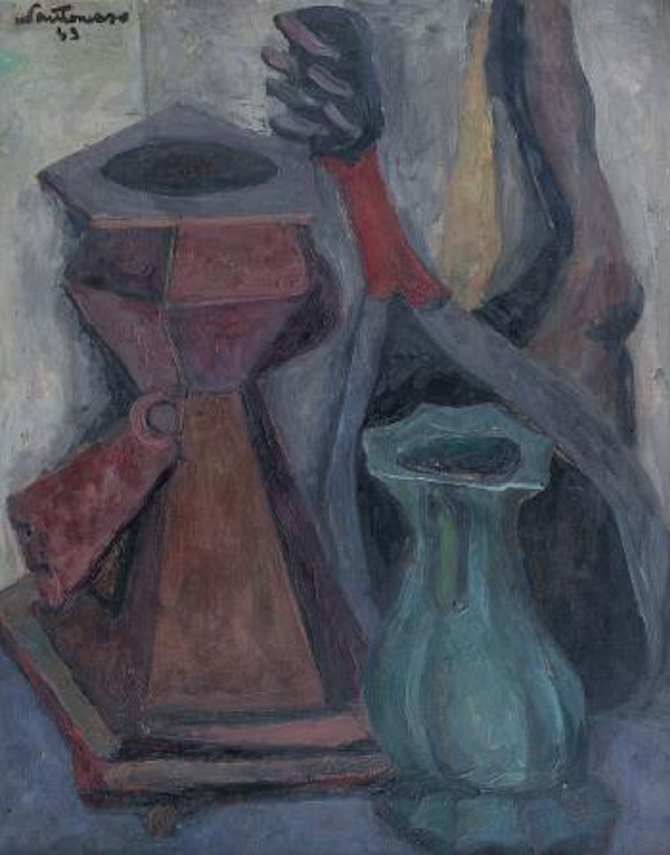 Composizione con mandola e brocca verde by Giuseppe Santomaso