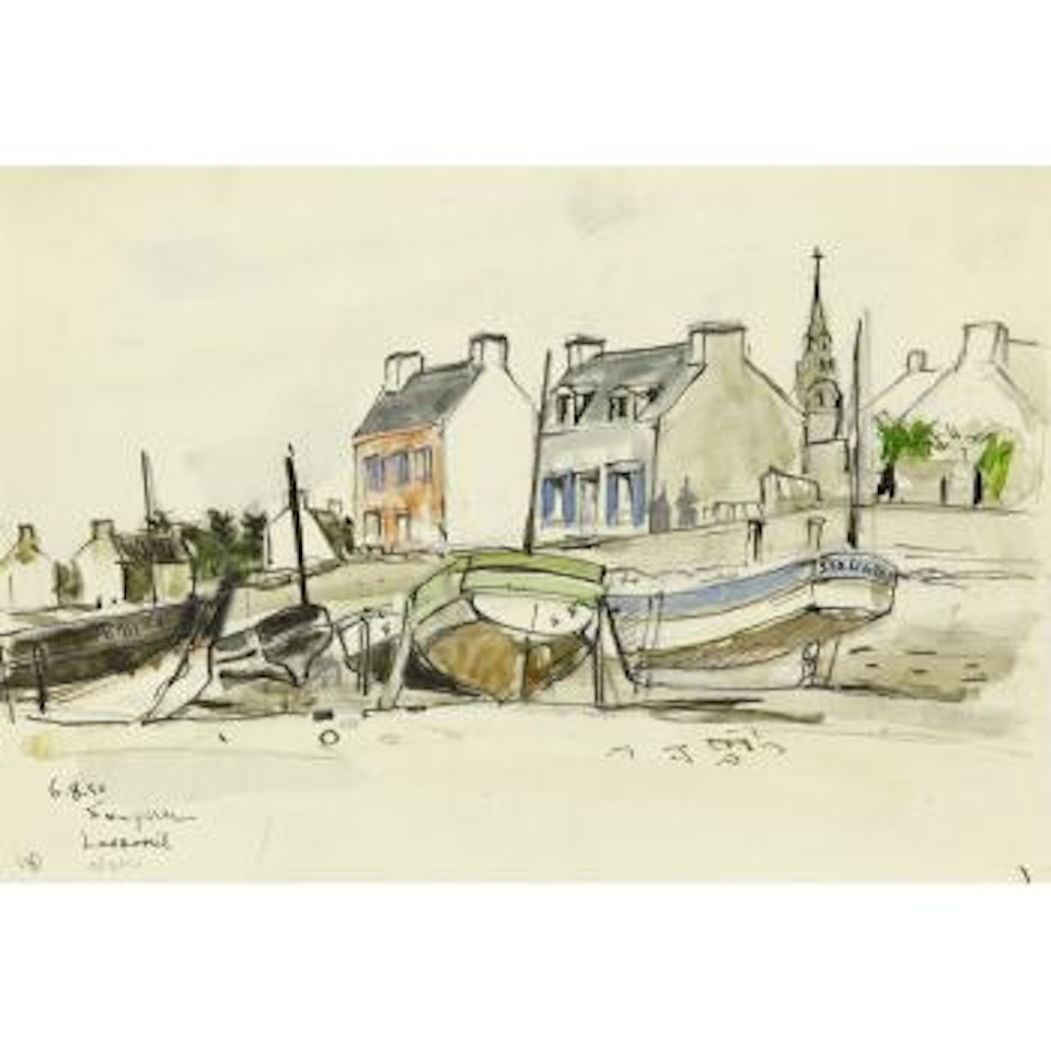 Paysage de lesconil / Landscape of lesconil by Leonard Tsuguharu Foujita